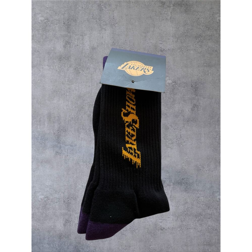 NBA Los Angeles Lakers LakeShow Crew Socks Black Purple Gold New Men’s Size 6-12